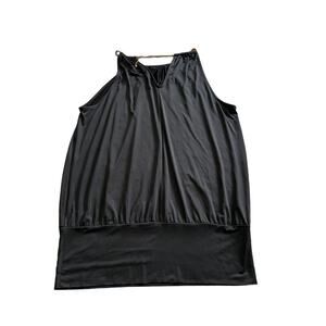 Torrid Womens 1X Black Blouse Sleeveless Cutout Keyhole Back Pullover High Neck